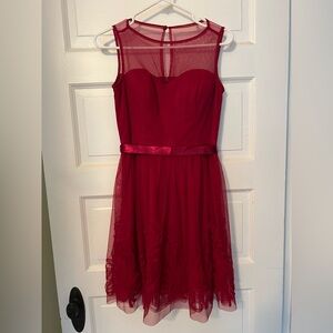 David’s Bridal Red Sleeveless Dress